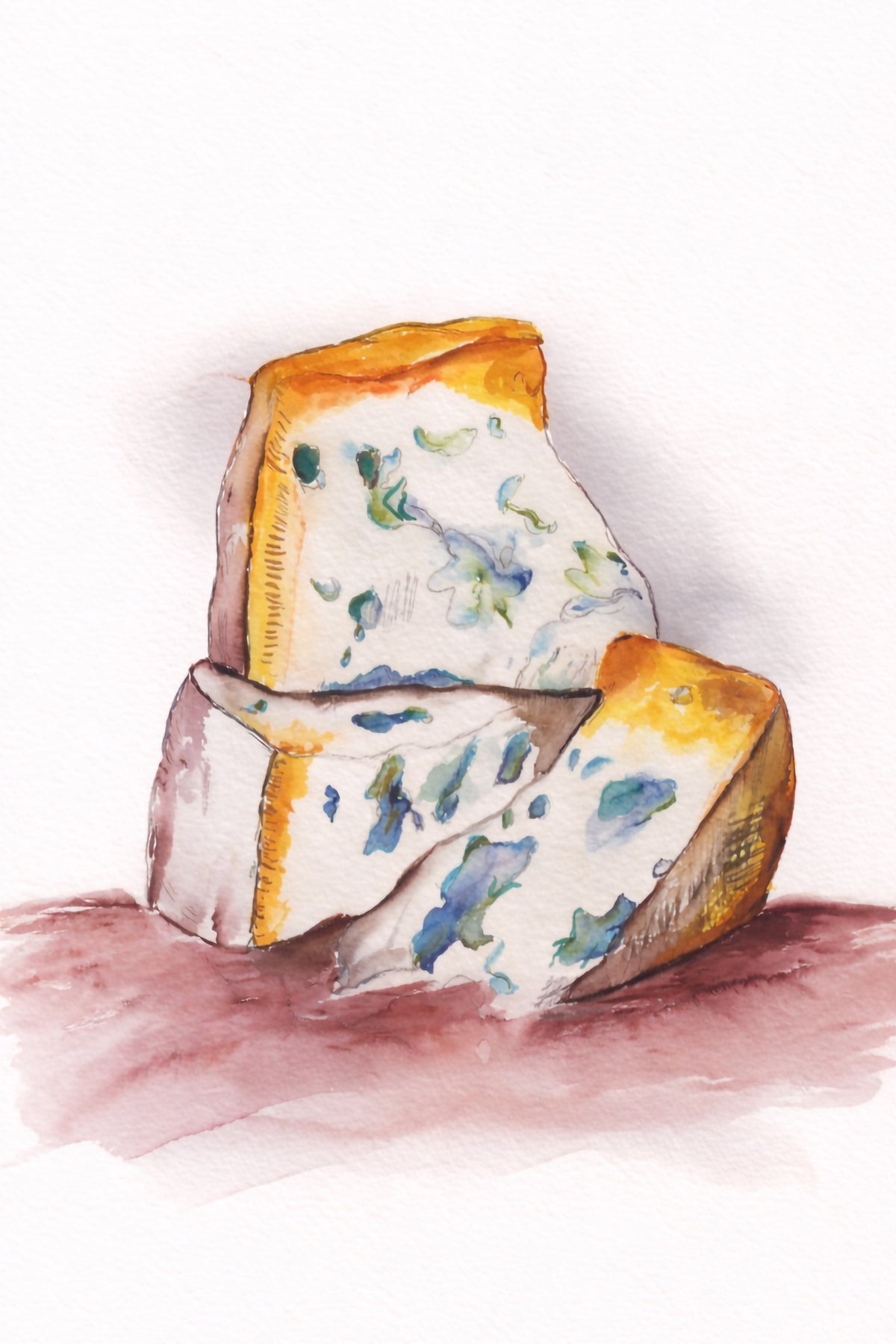 Blue Cheese Print - Original Watercolor by Amanda Rosmann