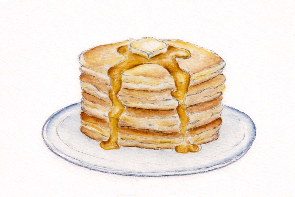 Pancakes Print - Original Watercolor by Amanda Rosmann