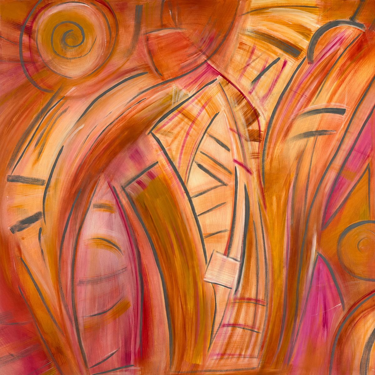 Peachy Jungle Print - Original Artwork by Lori Miller
