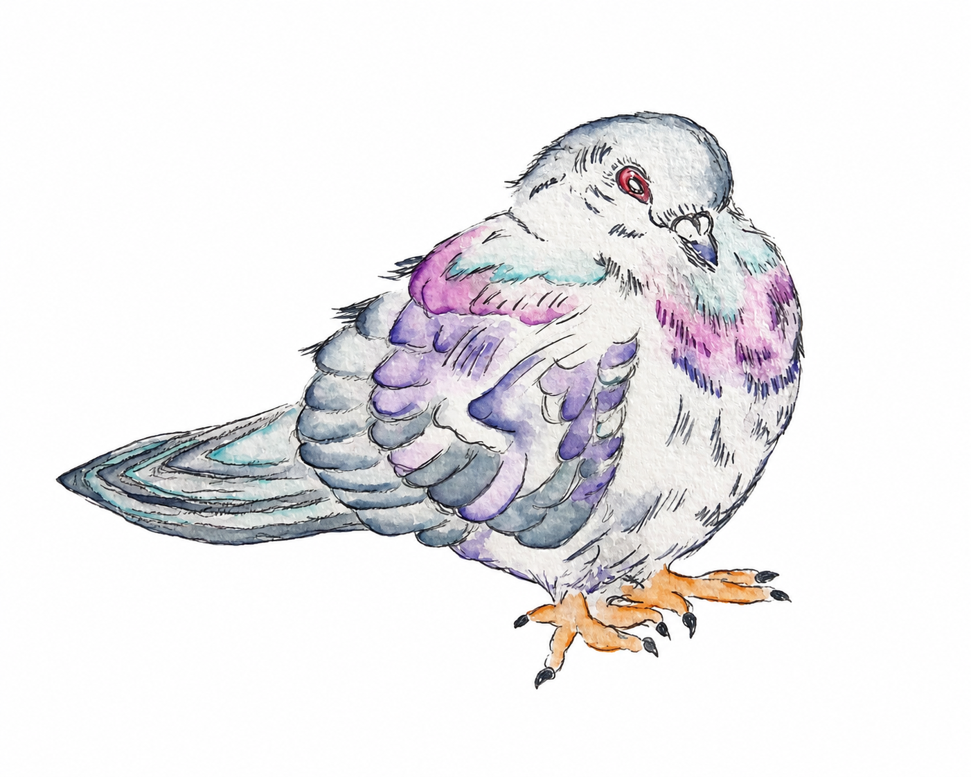 Pigeon Print - Original Watercolor by Amanda Rosmann